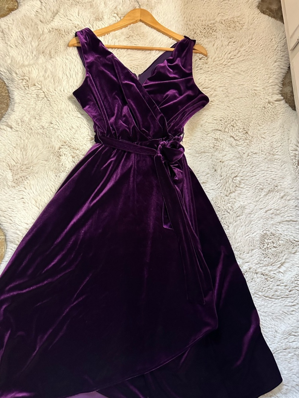 DKNY Purple Velvet Asymmetrical Wrap Dress